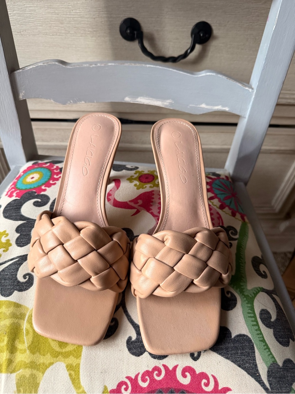 Unisa Tan Braided Leather Slide Mules